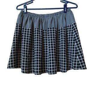 Greylin Women's Small Geometric Black and White Lined Mini Skirt Anthropologie